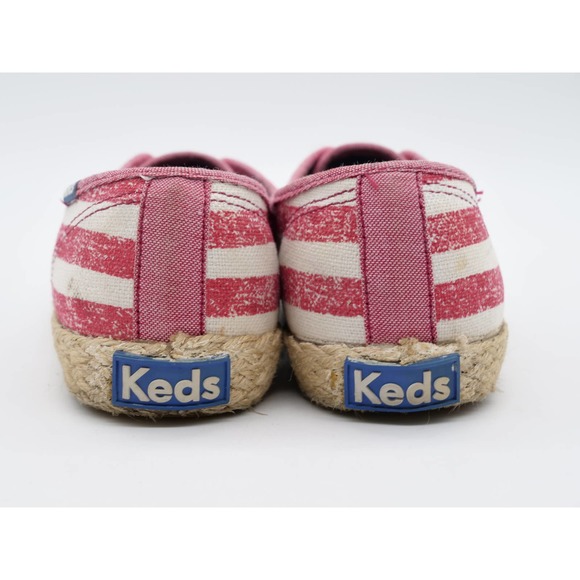 Keds Sneakers Womens 5.5 Red Striped Espadrille Slip On Low Top Casual Shoes - Picture 9 of 11